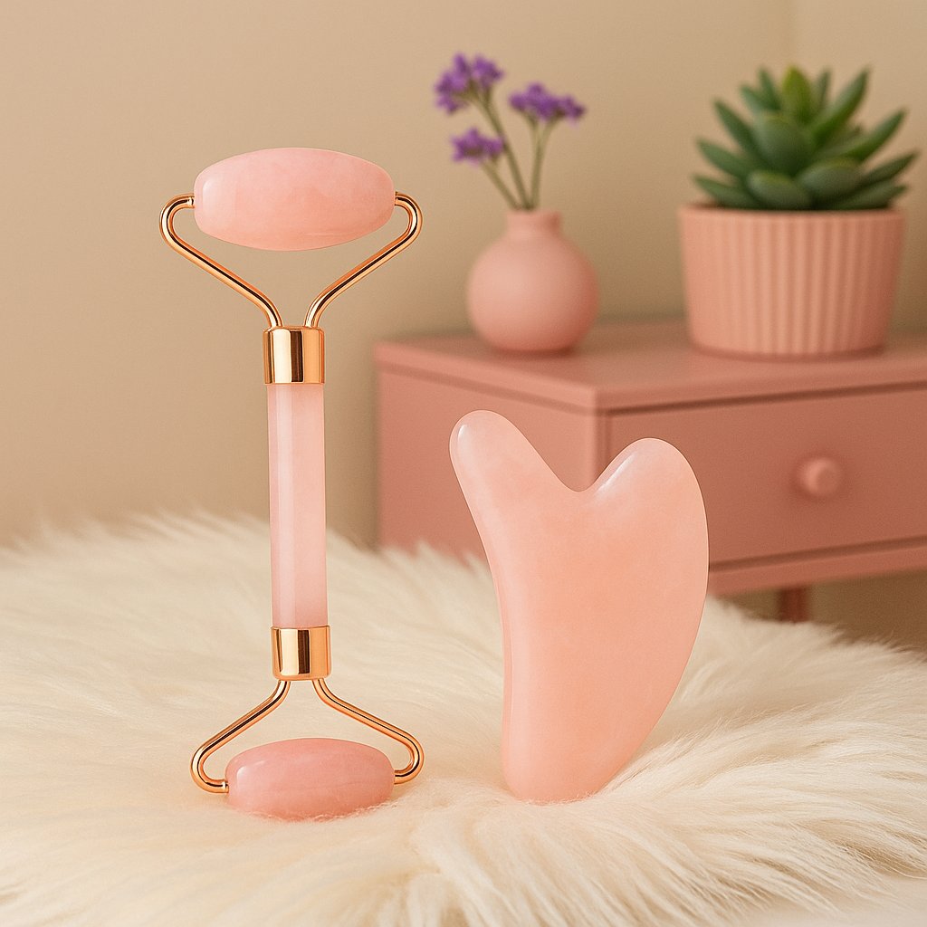 Gesichtsmassage Tools in Rosé Optik